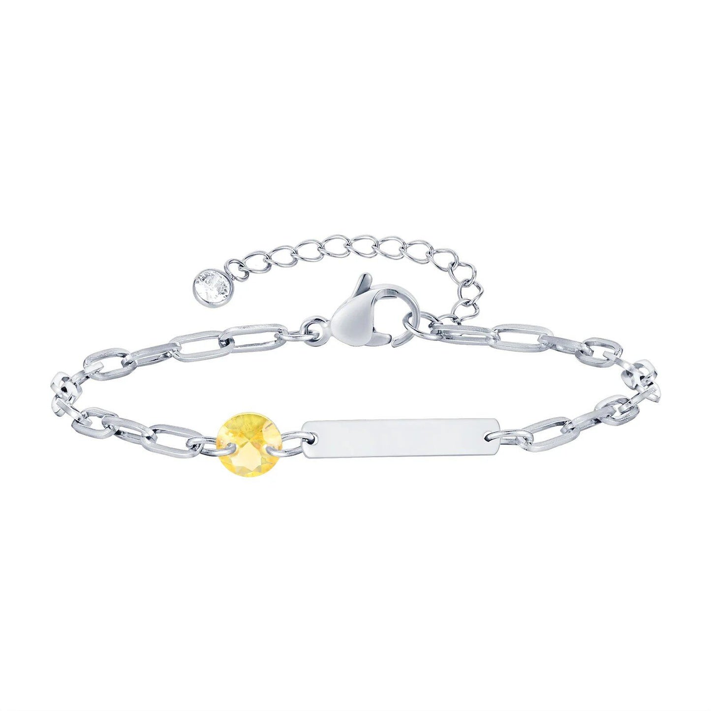 Vnox Zodiac Birthstone Bracelet for Women and Girls, Stainless Steel Rectangular Chain Bracelet with Personalization, Birthday Gift, Metal Color: BR-2085, Parallel Import
