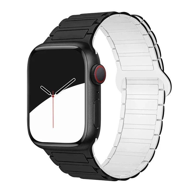 Magnetic Loop Band for Apple Watch, Compatible with 44mm, 40mm, 49mm, 45mm, 41mm, and 38mm Silicone Straps, Compatible with iWatch Series 9/8/7/6/5/4/3/SE/Ultra 2, Parallel Import