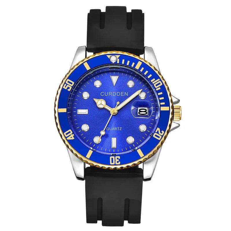 Men's Genuine Leather Carden Brand Watch, Student Fashion Casual Style, Silicone Band, Date Display, Quartz Movement, Green, Luxury Brand Watch; Customizable: Yes; Ships from: Parallel Import