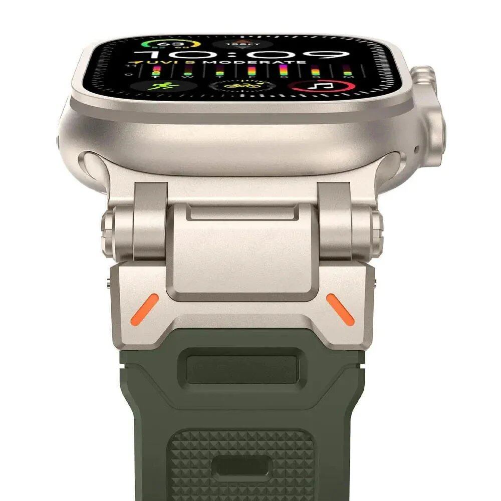 TPU Sport Strap for Apple Watch - Compatible with 10 (46mm), 9 (45mm), and Ultra 2 (49mm). Titanium-colored silicone band for iWatch 8/7/SE/6/5/4 (44mm/42mm). Band Color: mm; Ships from: Parallel Import.