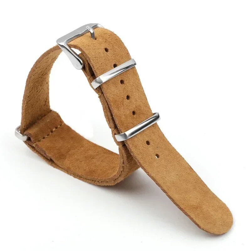 Vintage-inspired soft suede and genuine leather watch band for Seiko, Omega, and Samsung Galaxy Watch 4/5/6/7, 20mm and 22mm sizes. Men's bracelet. Band color: mm. Parallel import.
