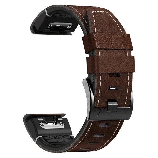 22mm and 26mm Leather and Silicone Watch Strap Smart Bracelet for Garmin Fenix 8/7/7X Pro/6X/6 Pro/5/5X Plus/Tactix 7 Pro/935/945, Band Color: mm, Parallel Import