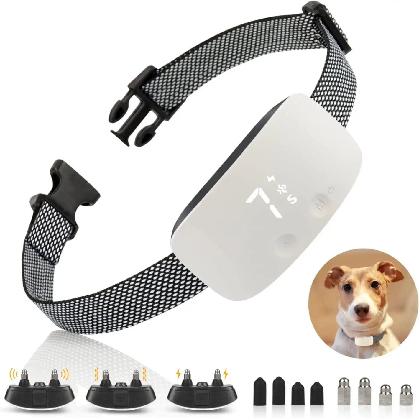 Automatic Anti-Bark Dog Collar, Rechargeable Bark Stopper, Prevents Barking, IP67 Waterproof, Electric Dog Training Collar (Parallel Import)