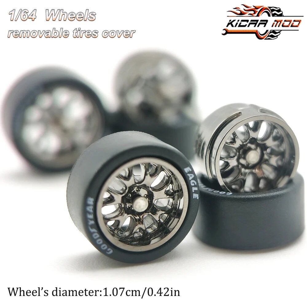 1/64 Scale Diecast Model Car BBS LM-R Re-Fighting Parts Wheel Set with Rubber Tires (D:11mm) - Compatible with Hot Wheels, Matchbox, and Tomica - Parallel Import