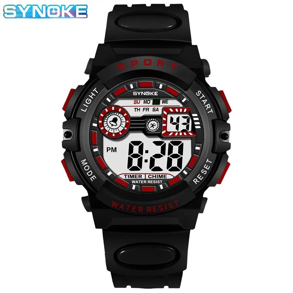 SYNOKE Men's Sports Digital Watch for Students, Waterproof, Shockproof, Drop-Resistant, Multifunctional, Luminous, Parallel Import