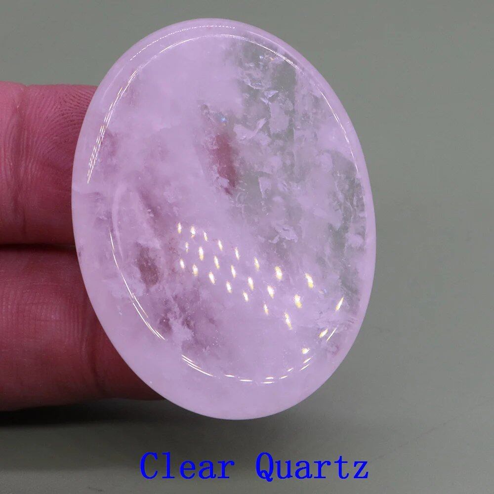 35x45mm Thumb Worry Stone (Stress Relief Stone for Thumb) Oval Massage Quartz Healing Crystal Chakra Energy Therapy Meditation Spiritual Natural Gemstone Decoration Size: Parallel Import