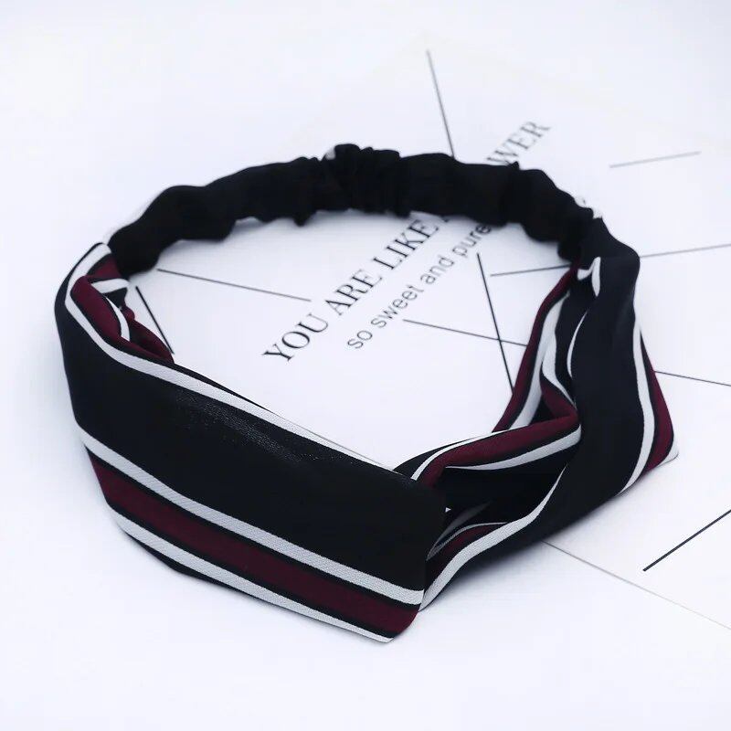Women's Summer Bohemian Print Headband, Retro Cross Turban, Bandage Bandana, Hair Accessory, Head Wrap, Parallel Import