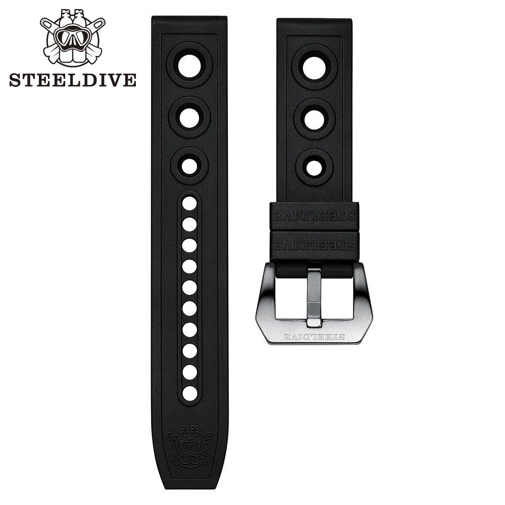 STEELDIVE 自動巻き メカニカル ストラップ 交換用 ダイバーズウォッチ ブルー ラバーストラップ 20/22mm バンドカラー:mm 並行輸入品