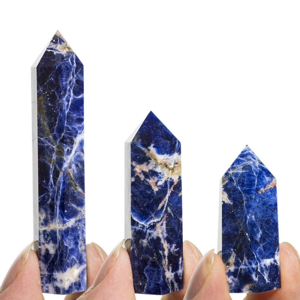1.57-3.14 inch Natural Quartz Crystal Blue Vein Wand, Polished, Reiki Healing Energy Stone, Hexagonal Point, Obelisk Gemstone, Color: Inches, Parallel Import