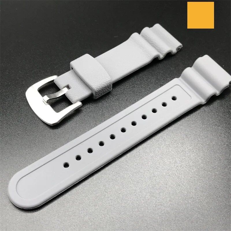 22mm Rubber Sports Men's Watch Strap for Seiko 5 PROSPEX Water Ghost Can-Shaped Red Tooth Diving 007 Abalone Silicone Watch Band. Band Color: 22mm; Band Width: Parallel Import.