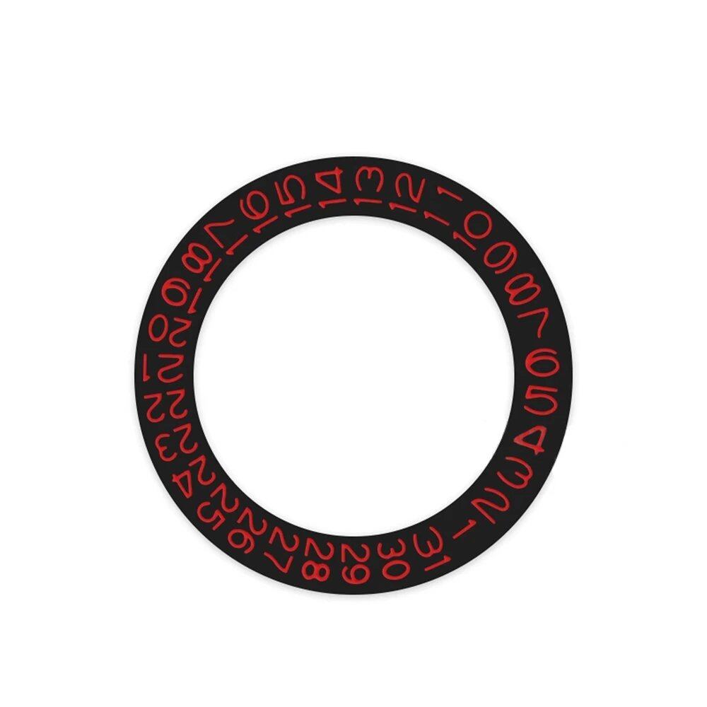 Round Calendar Disc with Date Display at 3 o'clock, Day Wheel Calendar Plate, and Date Disc for NH35 and NH36 Movements, Color: Black, Parallel Import