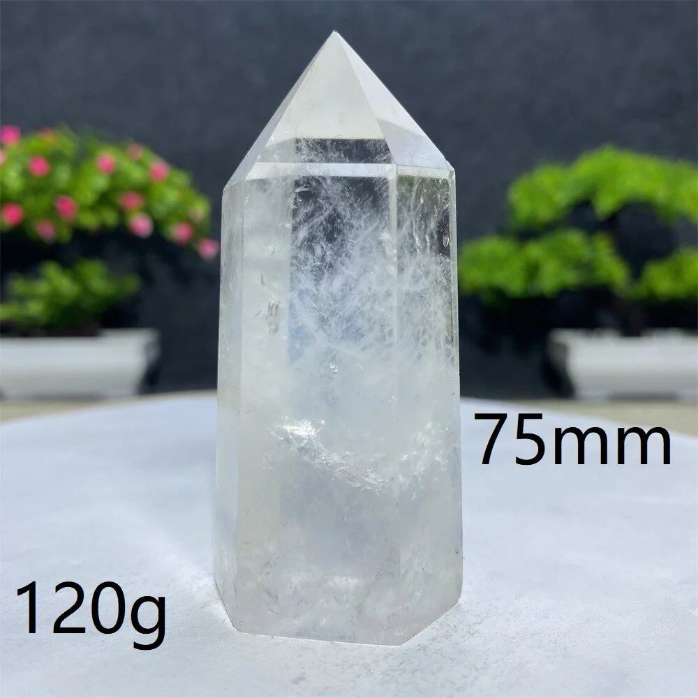 白水晶タワーワンド 六角オベリスク 研磨工芸品 天然原石 ミネラル標本 スピリチュアル瞑想ヒーリング 並行輸入品