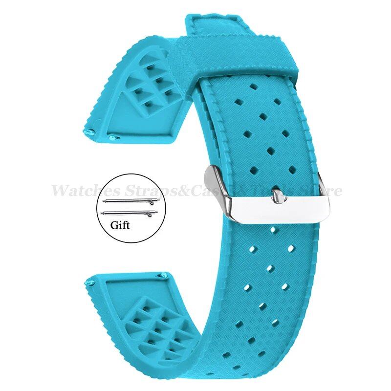 Premium-grade Tropic Silicone Watch Strap, 20mm, 22mm, Seiko, Oris, Omega, Quick Release, Diving, Waterproof, Rubber Bracelet, Band Color: mm, Parallel Import