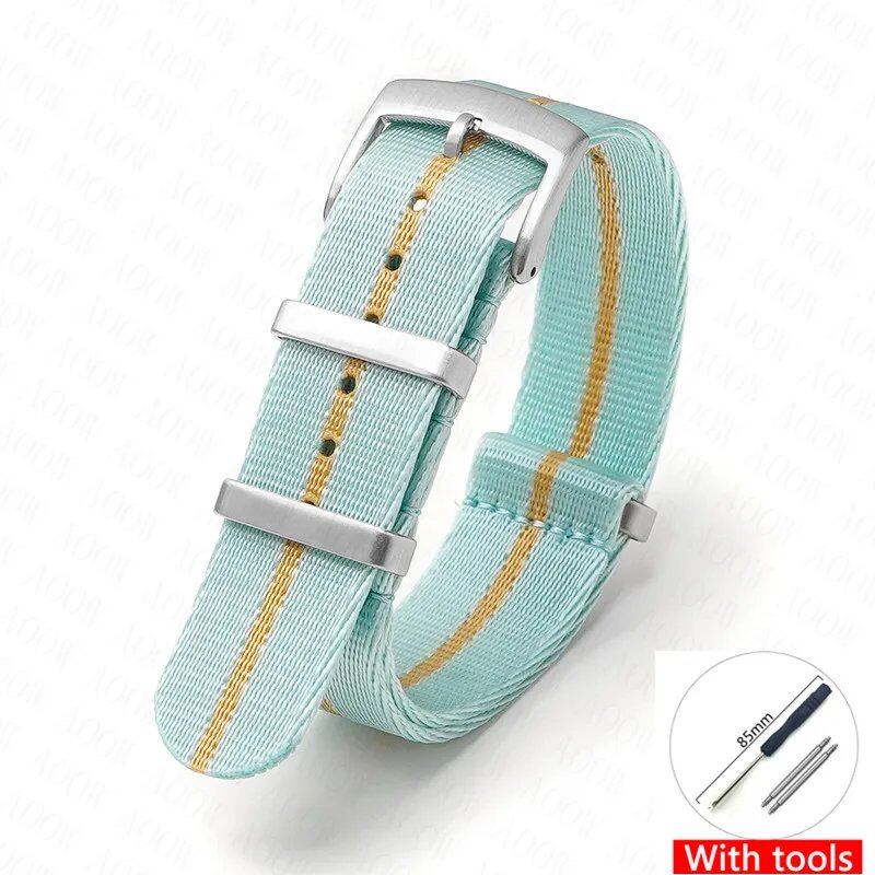 Nylon Strap for Omega Moonwatch, Speedmaster, and Seamaster 300 - Seiko 18mm, 20mm, 22mm, and 24mm Men's Sports Canvas Watch Bracelet, Band Color: mm, Parallel Import