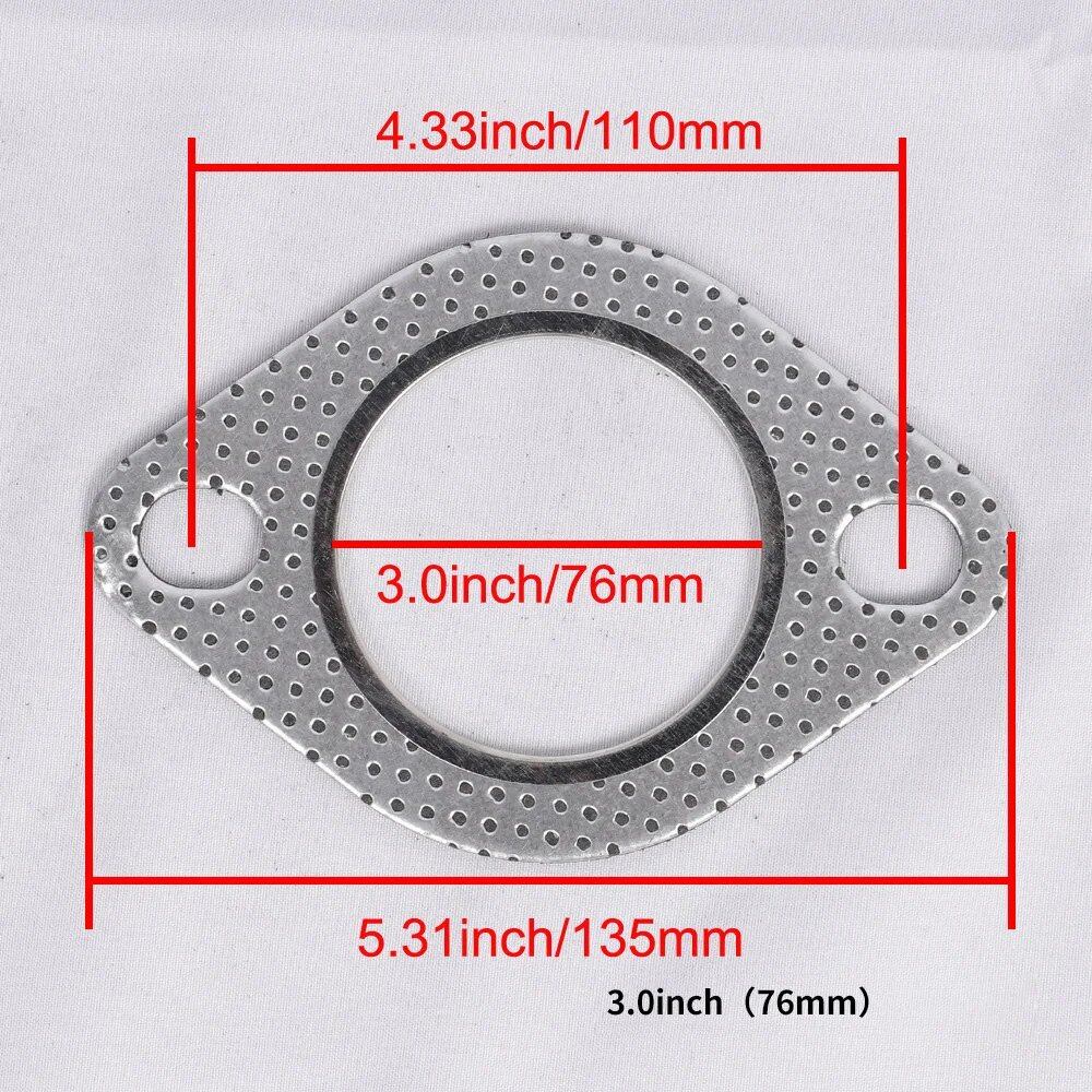 1/5-Piece Car Exhaust Downpipe Flange Gasket, 51/55/60/63/70/76mm, Exhaust and Intake Pipe Gasket, 2.0/2.16/2.36/2.5/2.75/3.0 Inch, Parallel Import