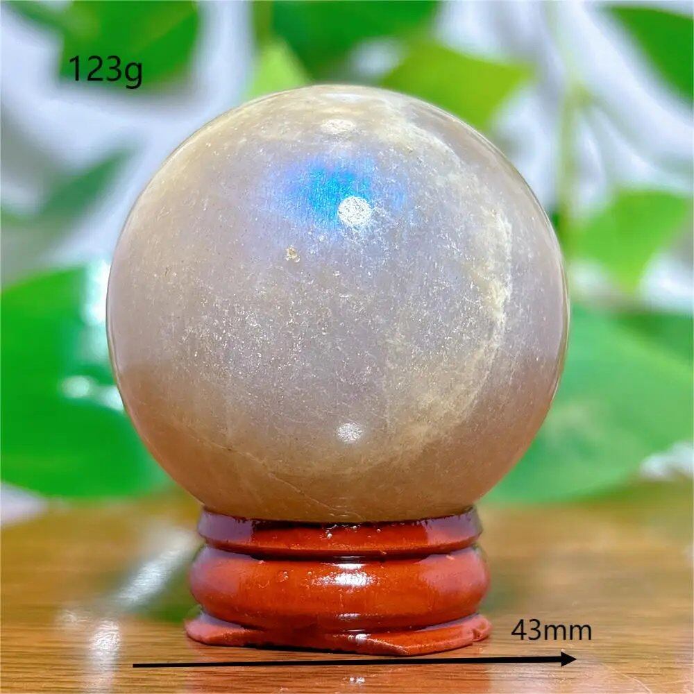 Moonstone Sphere Crystal, Natural Quartz Stone, Home Decor, Mineral, Reiki, Craft, Gift, Energy, Healing, Spiritual, Love, with Stand, Parallel Import