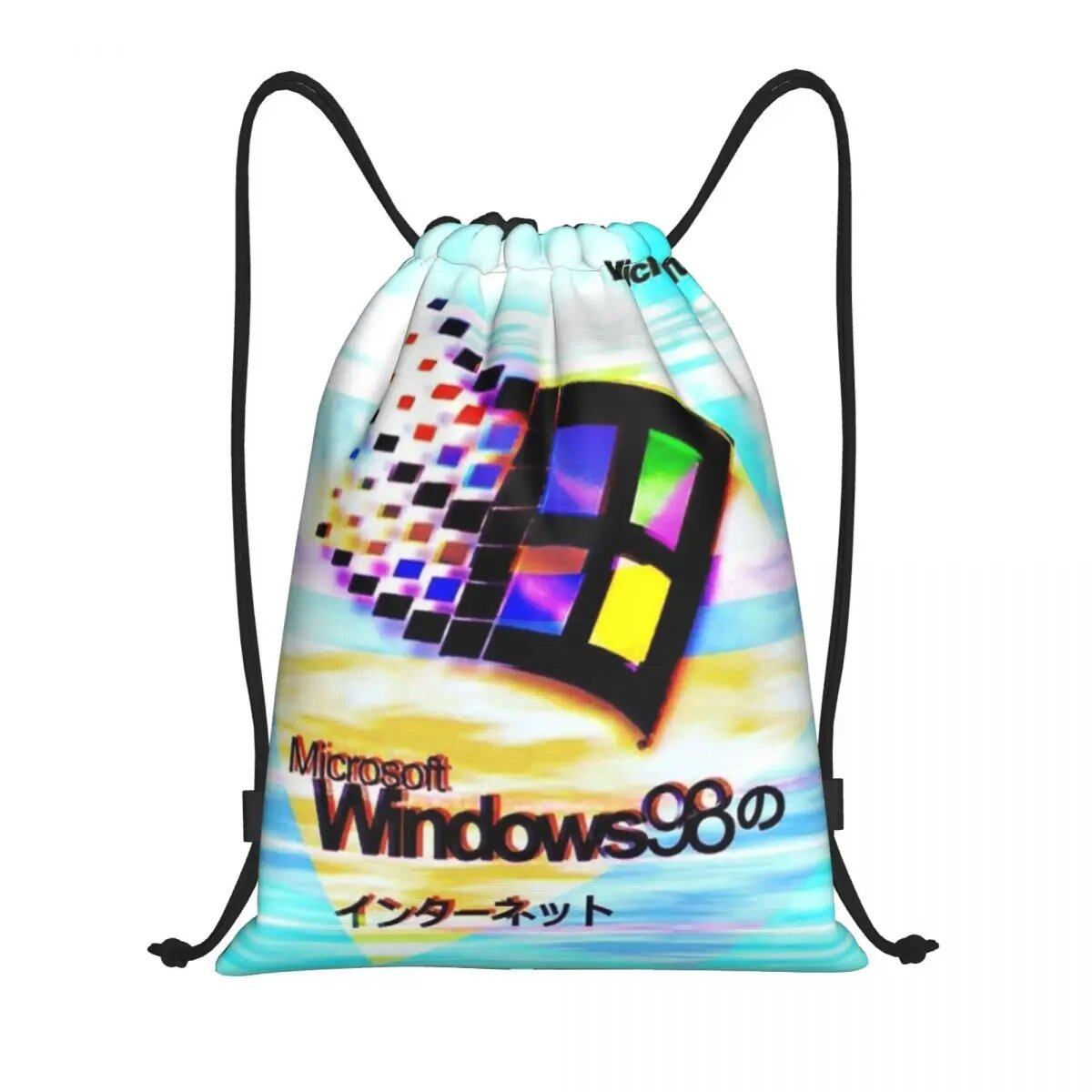 Windows XP コラージュ バックパック 多機能 ポータブル ドローストリング バンドルポケット スポーツバッグ 旅行 通学用 ブックバッグ サイズ: 並行輸入品