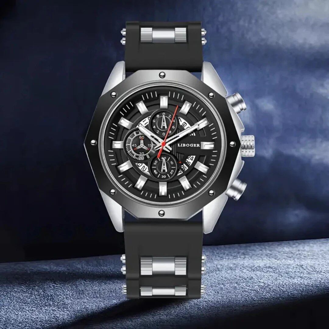 Men's Fashionable Silicone Band Quartz Sports Watch with Date Calendar (Parallel Import)