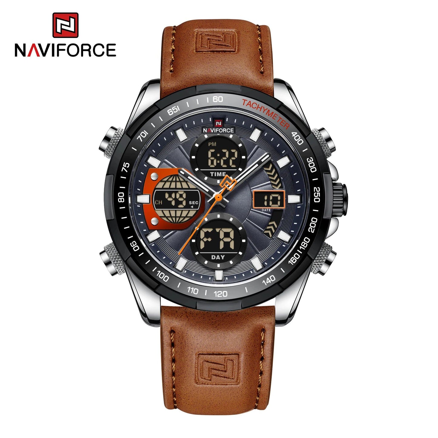 NAVIFORCE Men's Fashion Military Watch, Luxury Original Sports Chronograph, Waterproof Quartz Digital Wristwatch, Parallel Import