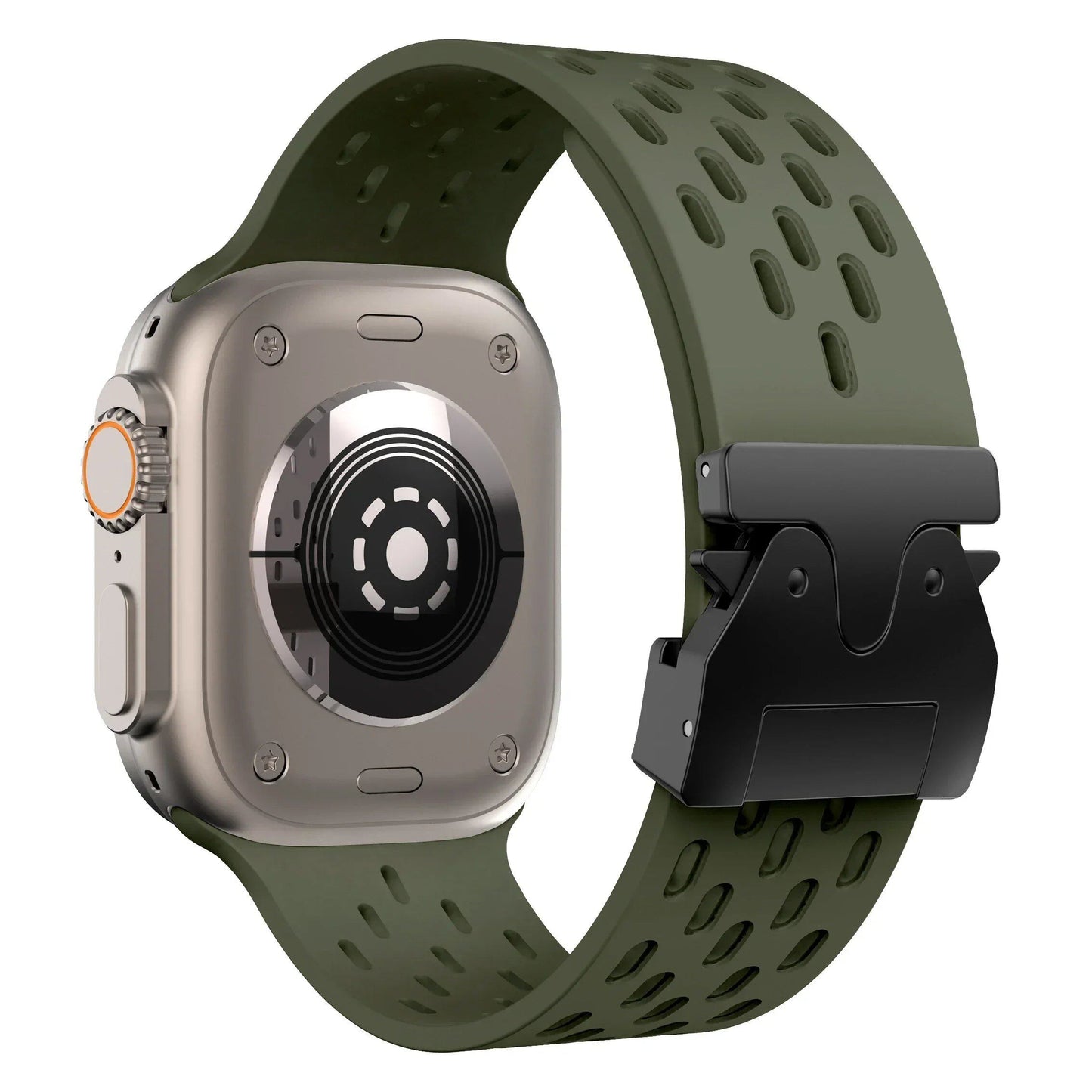 Breathe Silicone Band for Apple Watch - Compatible with Series 10/9/8/7/6/5/4/SE/Ultra 2 (including 49mm) and sizes: 46mm/45mm/44mm/42mm. Band Colors: 42mm, 44mm, 45mm, 49mm, S10-46mm. Ships from: Parallel Import.
