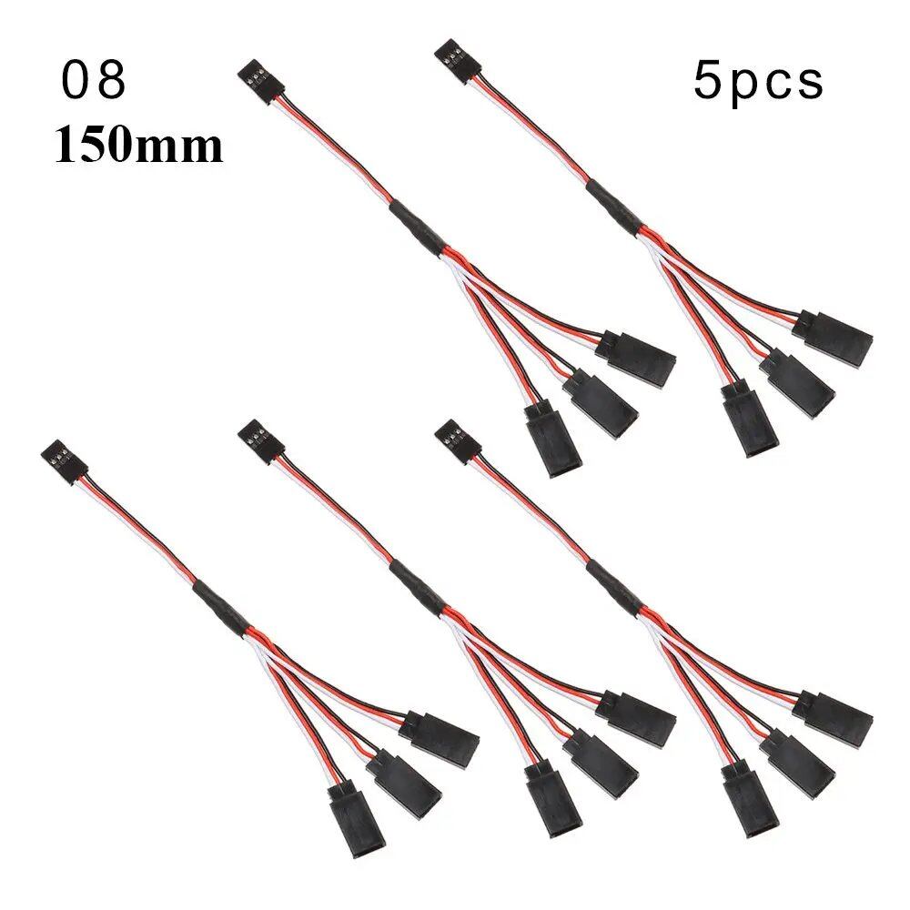1/5-Piece Set, 100mm/150mm/200mm/300mm/500mm RC Servo Lead Cable Extension Cord, Y-Type Branch Extension Wire, JR Compatible, for RC Helicopters, Parallel Import