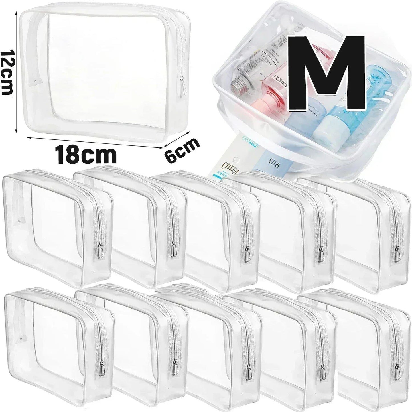 1/20 Clear PVC Storage Travel Organizer, Clear Makeup Bag, Beauty Case, Toiletry Bag, Bathroom Pouch, Size: Parallel Import