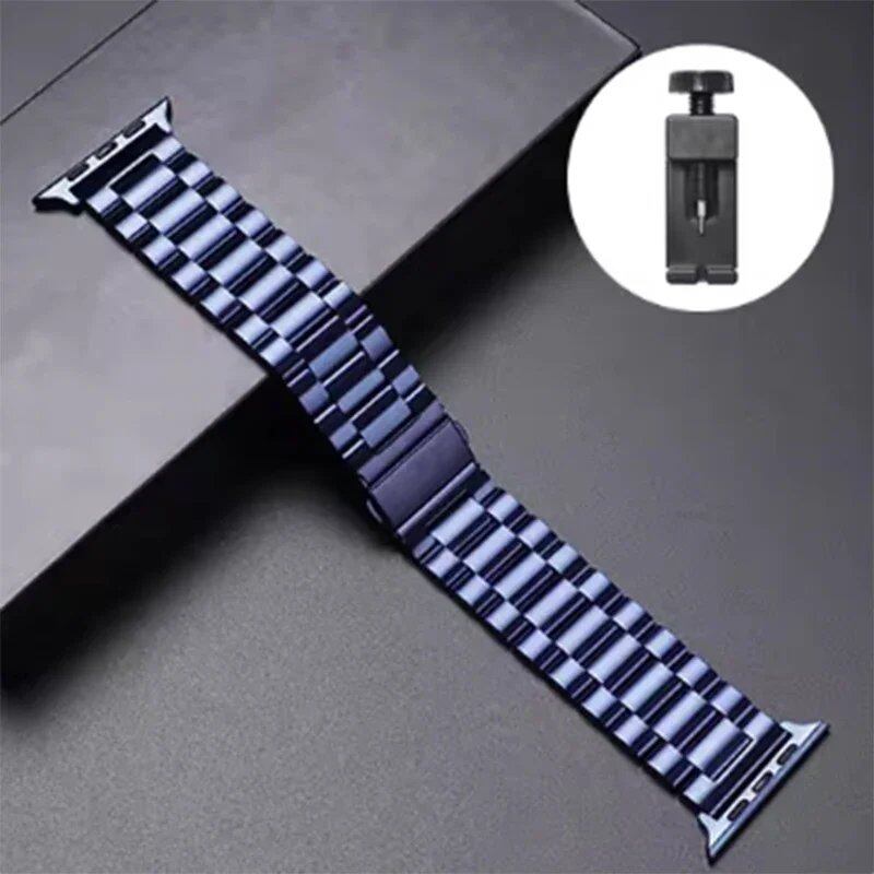 Stainless steel metal band bracelet for Apple Watch Ultra 2/Series 10, 9, 8, 7, 6, 5, and 4 (38/40/41/42/44/45/46/49mm) Band Color: mm Parallel Import