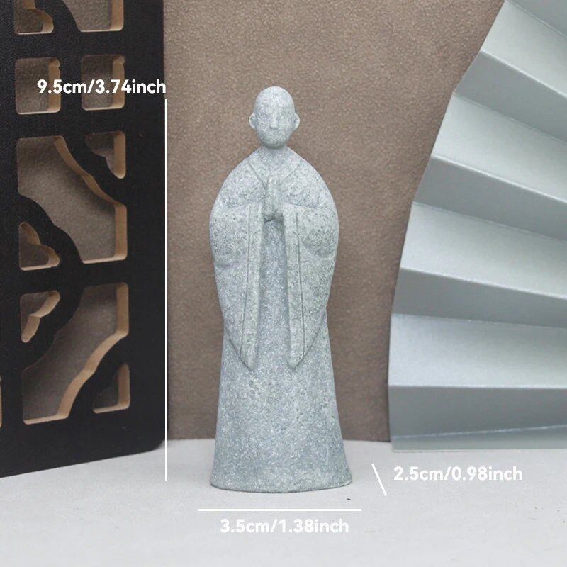 仏像ストーン彫刻 小さな僧侶 チベット仏教フィギュア 禅ガーデンオーナメント 瞑想 ホームアクアリウム装飾 並行輸入品