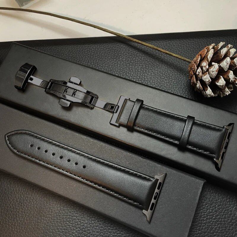 Genuine Leather Apple Watch Band, Compatible with iWatch Series 3/5/SE/6/7/8/9/Ultra 2/10, 45mm, 41mm, 44mm, 40mm, 46mm, and 49mm. Band Color: mm. Ships from: Parallel Import.