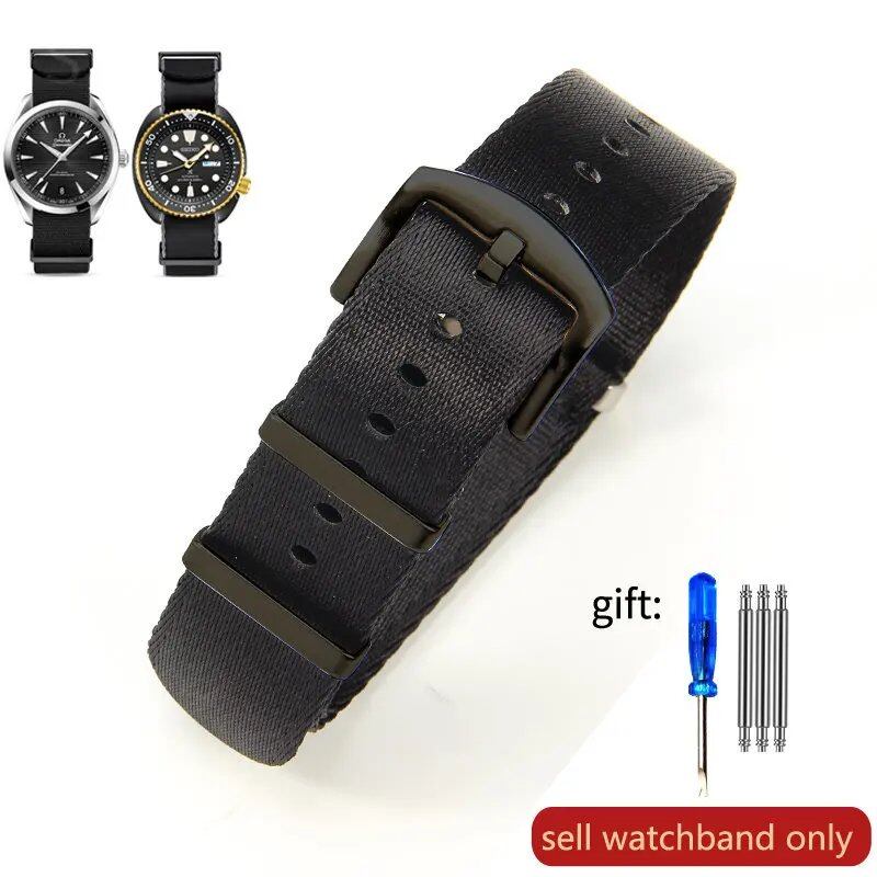 Breathable Soft Nylon Men's Watch Band for Omega 300 Ghost Party 007, Longines Conquest, Seiko, and Casio, 20mm and 22mm, Size 2, Parallel Import