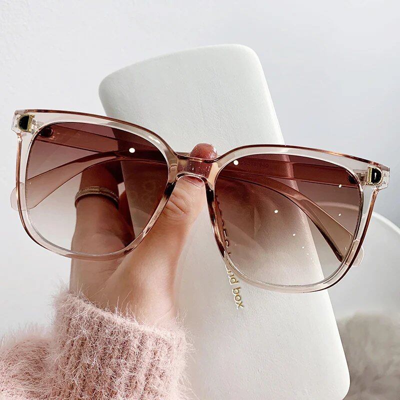 Women's Square Fashion Sunglasses, Oversized Design, Retro Designer Sunglasses, Vintage Gradient Colors, Sun Protection, Frame Color: Other; Parallel Import