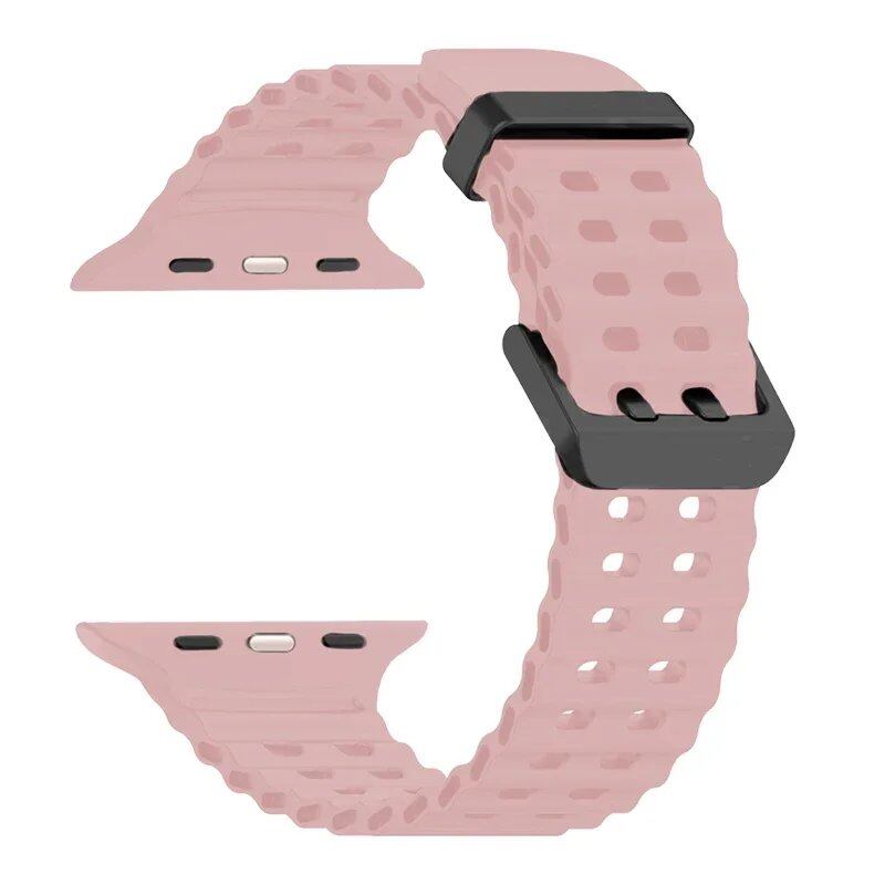 Silicone Ocean Strap for Apple Watch Ultra 2, 49mm, 45mm, 44mm, 42mm, 38mm, 41mm, and 40mm, compatible with iWatch Series 10/9/8/7/SE/5/4/3. Correa sizes: 42mm, 44mm, 45mm, and 49mm. Band colors: Parallel import.