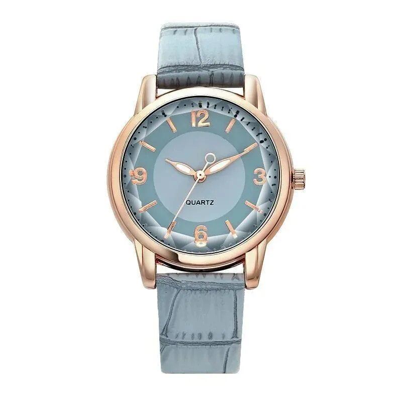 Leather Strap Women's Watch with Polygonal Glass, Luxury Quartz Watch, Creative Fashion, Parallel Import