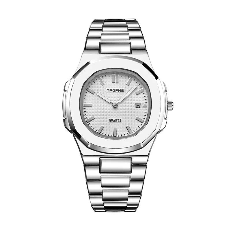 "Luxury Business Watch, Men's, 30m Water Resistant, Luminous, Date Display, Stainless Steel, Square Shape, Quartz Movement, New Model" Color: Parallel Import