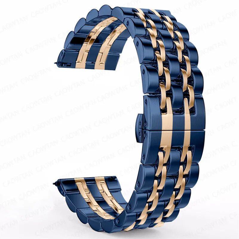 22mm and 20mm Stainless Steel Bands for Samsung Galaxy Watch 3, 4, 5 (45mm), Gear S3 (46mm and 42mm), and Active 2 (40mm and 44mm) - Compatible with Amazfit BIP 2 and GTR. Band Color: mm; Ships from: Parallel Import