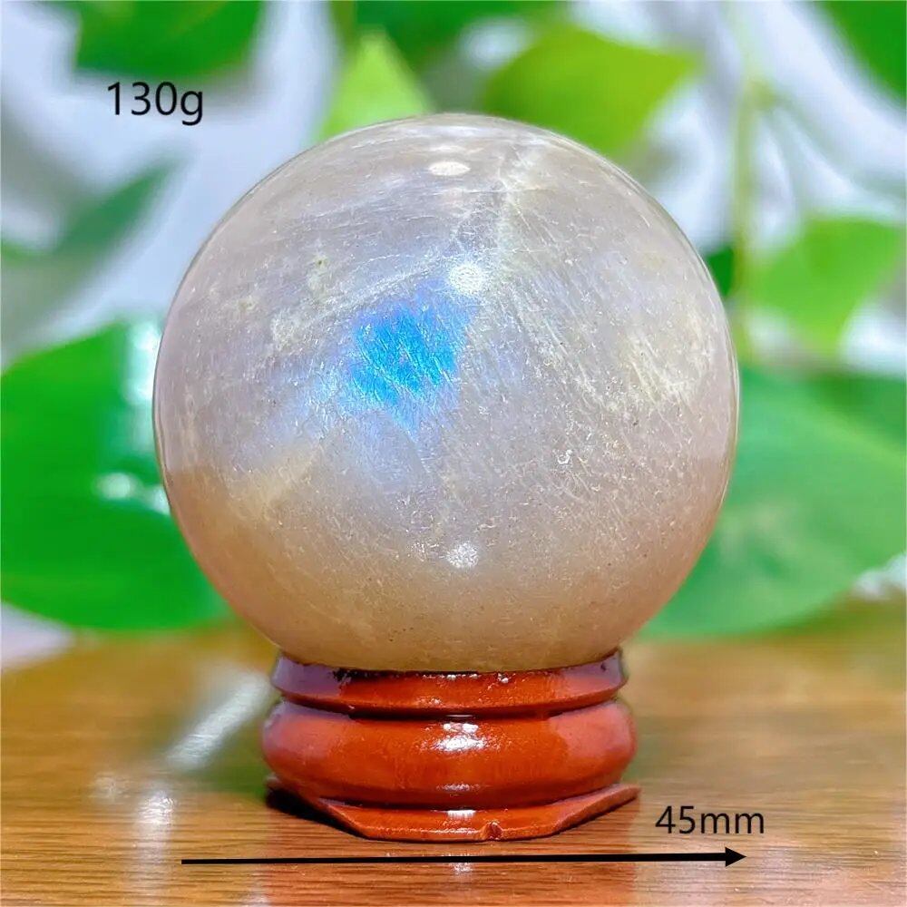 Moonstone Sphere Crystal, Natural Quartz Stone, Home Decor, Mineral, Reiki, Craft, Gift, Energy, Healing, Spiritual, Love, with Stand, Parallel Import