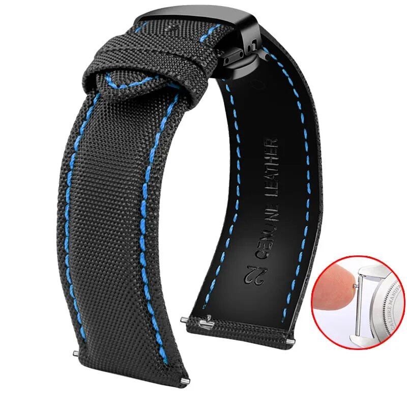 20mm, 21mm, 22mm, 23mm, 24mm Nylon & Leather Watch Band for Tag Heuer, Citizen, and Seiko 5. Men's and Women's Canvas Watch Strap. Band Color: mm. Parallel Import.