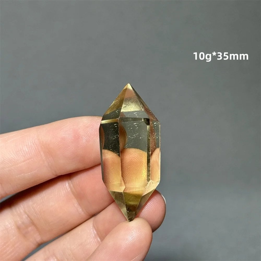 Natural Clear Citrine Double Tip Energy Bar, Reiki Healing Crystal Point, Garden Home Decor, Meditation, Spiritual Color, Parallel Import
