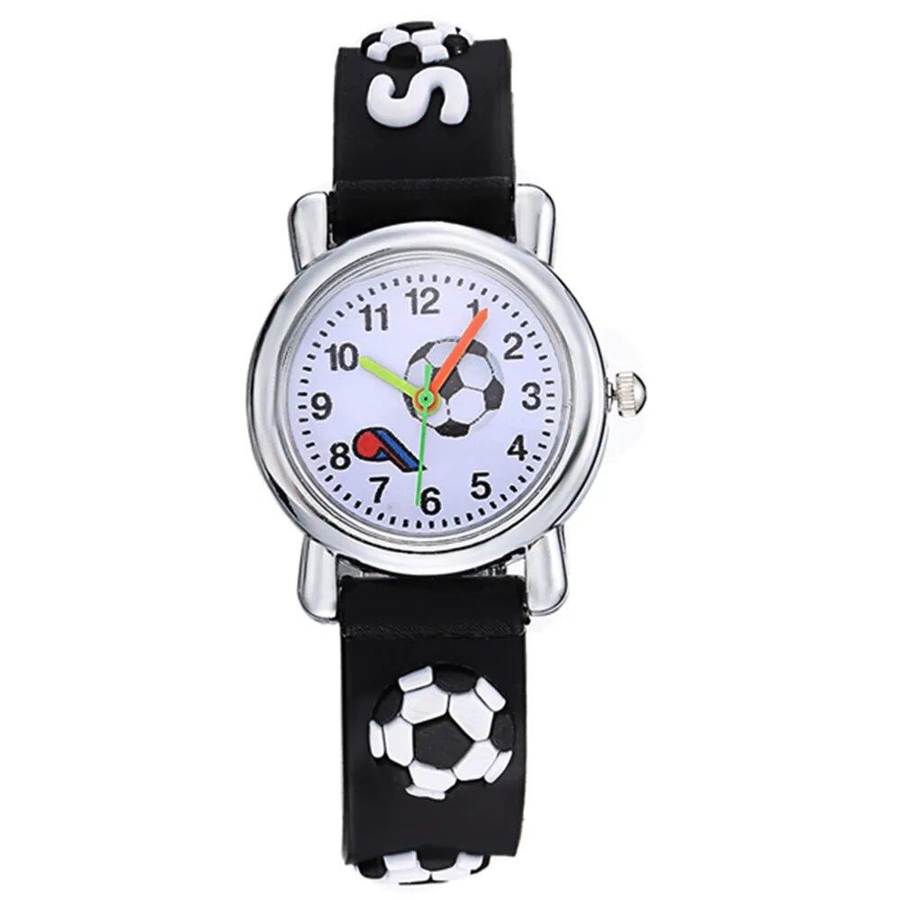 Cute Soccer Character Kids' Watch, Soccer Quartz Watch with Soft Silicone Band, Creative Gift for Boys and Girls, Parallel Import