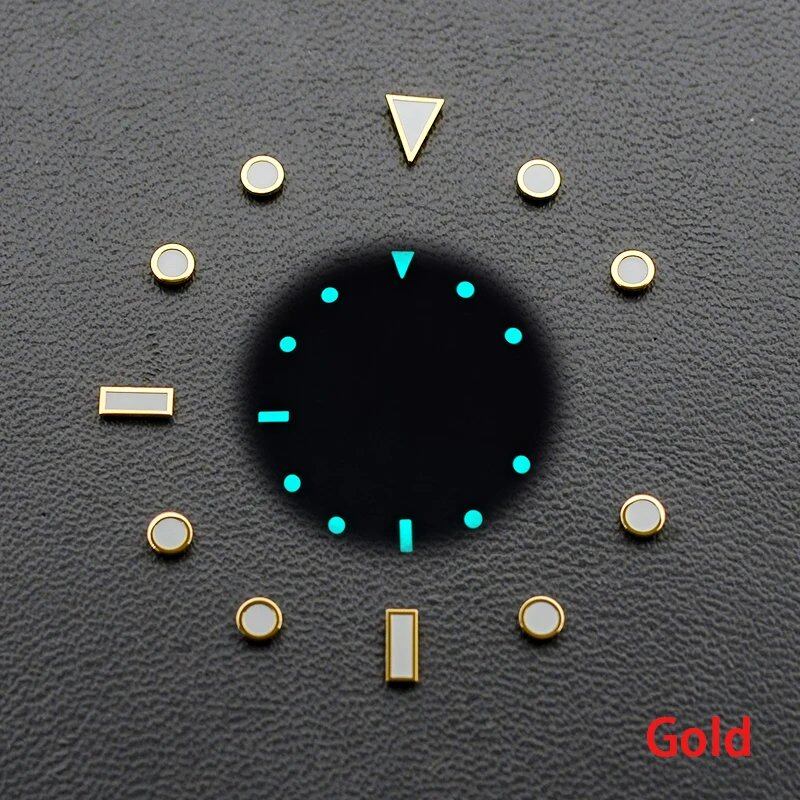Blue-Green Luminous Dial with Hour Index Markers for RLX Sub GMT Men's Watches, Aftermarket Replacement Part, Parallel Import