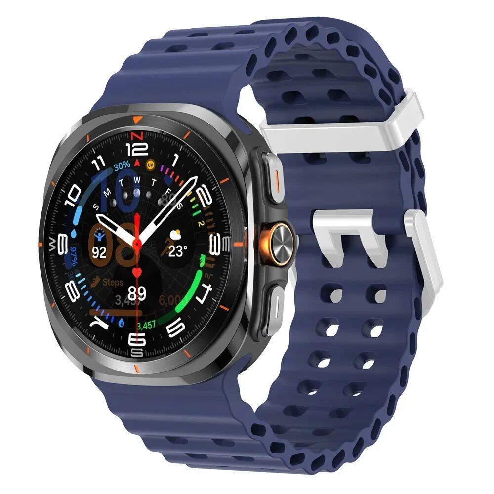 Galaxy Watch Ultra Marine Band, Silicone Sport Bracelet, Genuine Samsung Galaxy Watch 7 Ultra 47mm Strap, Band Color: ; Band Width: Galaxy Watch Ultra, Parallel Import