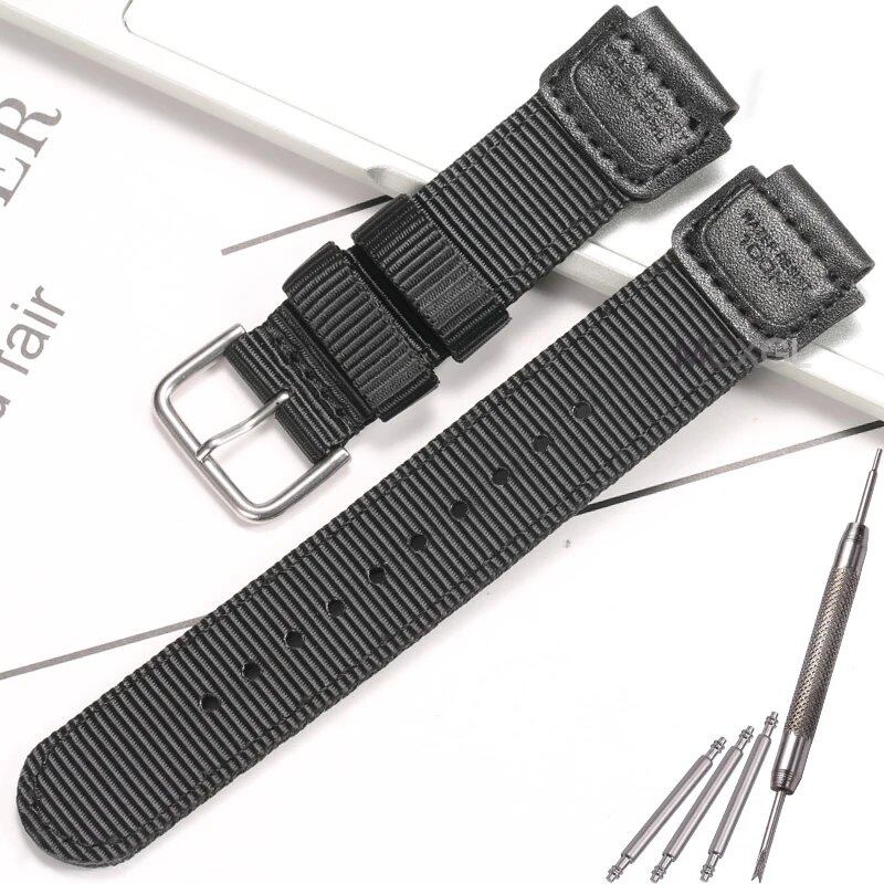 18mm Nylon Watch Strap for Casio W800H Men's Canvas Sport Bracelet in Black and Green. Compatible with SGW300, F91W, F105/108/A158/168, AE1200WH, and AE1300. Band Color: Black. Band Width: 18mm. Ships from: Parallel Import.