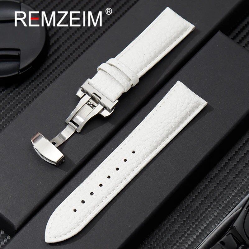 リチグレーンレザー 18/20/22/24mm 時計バンド 本革ソフトストラップ 蝶番バックル付き バンドカラー:mm 並行輸入品