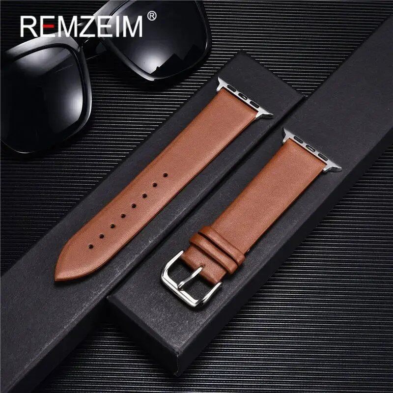 Genuine Leather Watch Strap for Apple Watch 8, 7, 6, SE, 5, 4, 3, 2, 38mm, 40mm, 41mm, 45mm, 44mm, 42mm, Blue, Band Color: mm, Parallel Import