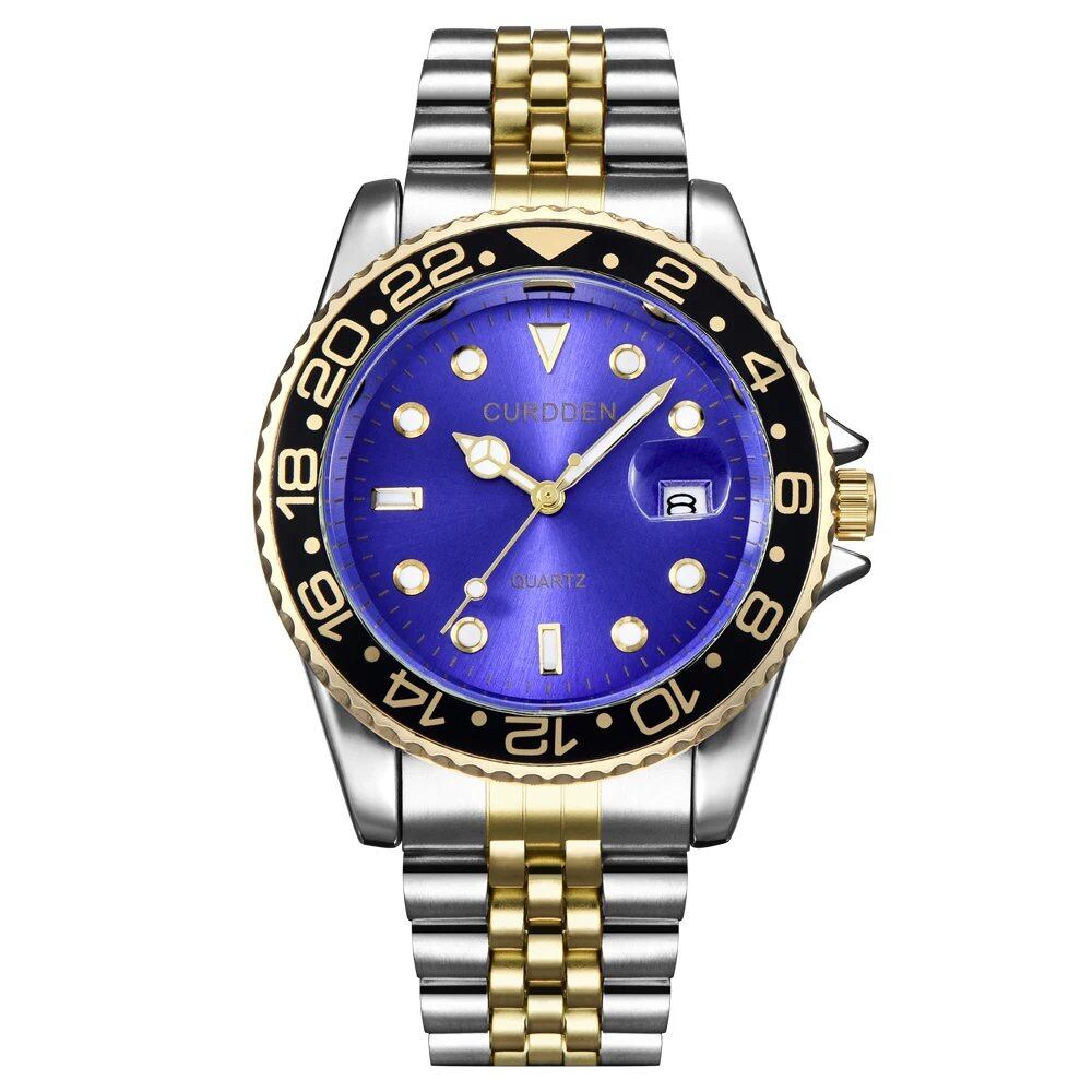 Men's Famous Brand Watch, Student Style, Fashionable, Stainless Steel Band, Casual, Calendar, Quartz Watch, Green, 2024; Customizable: Yes; Ships from: Parallel Import