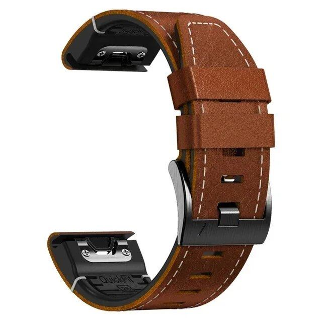 22mm and 26mm Leather and Silicone Watch Strap Smart Bracelet for Garmin Fenix 8/7/7X Pro/6X/6 Pro/5/5X Plus/Tactix 7 Pro/935/945, Band Color: mm, Parallel Import