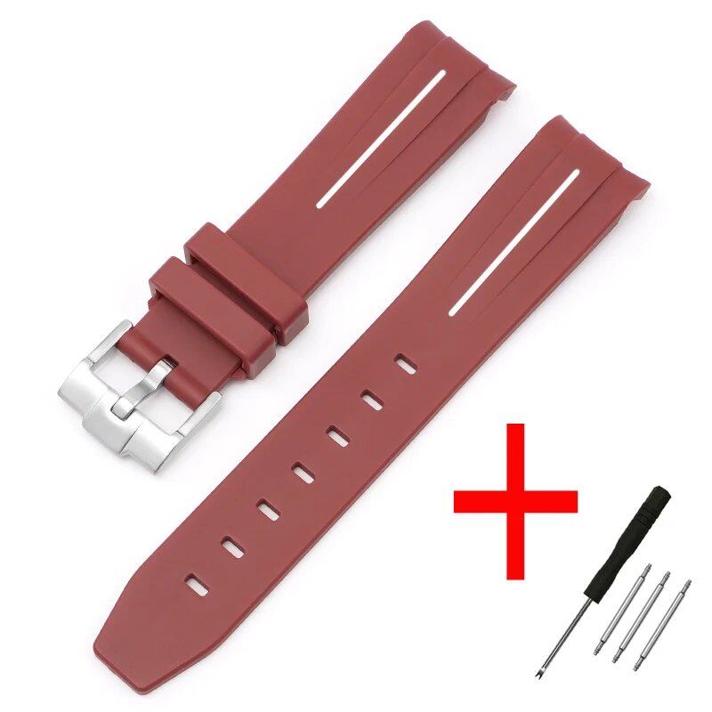 New 20mm Bent End Rubber Watch Strap for Omega Moonwatch, Joint Constellation, Men's Waterproof Sports Watch Band, Band Color: 20mm; Band Width: 20mm, Parallel Import