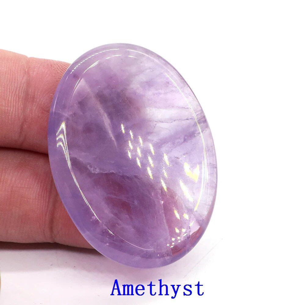 35x45mm Thumb Worry Stone (Stress Relief Stone for Thumb) Oval Massage Quartz Healing Crystal Chakra Energy Therapy Meditation Spiritual Natural Gemstone Decoration Size: Parallel Import
