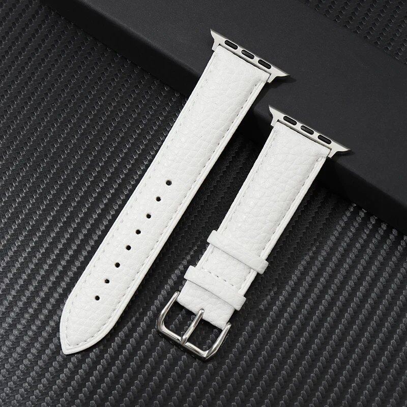 Genuine Leather Strap with Grained Design for Apple Watch 38/40/41mm, iWatch Ultra 8/7/6/SE/5/4, 42/44/45/49mm, Band Color: mm, Parallel Import