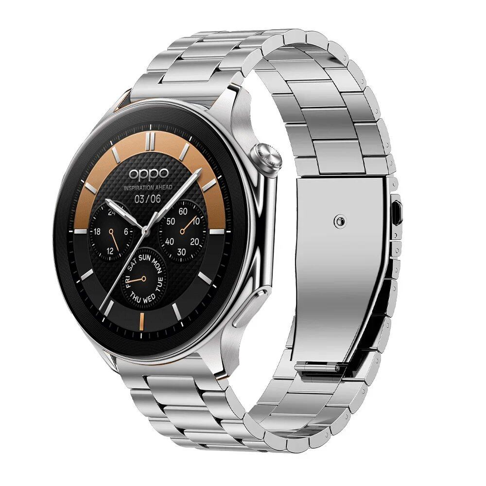 22mm Stainless Steel Metal Bracelet with Folding Buckle for OnePlus Watch 3/2R/2 and OPPO Watch X/X2/4 Pro, Band Color: Parallel Import